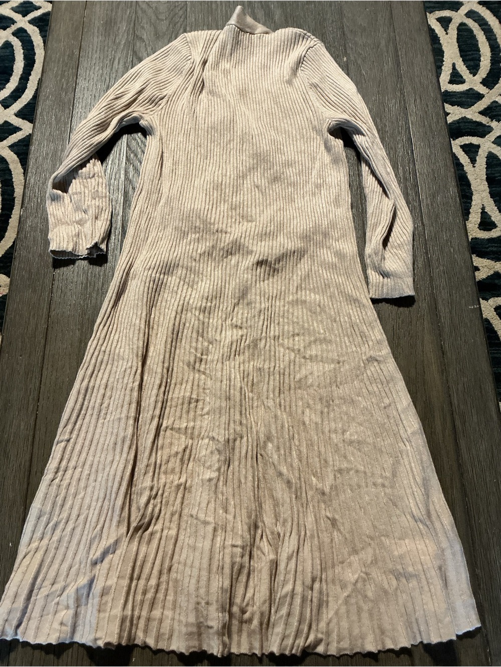 Cyrus Beige Long Ribbed Button-Front Knit Dress - Picture 4 of 4